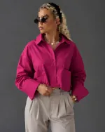 شومیز کراپ جیب پاکتی - Image 4